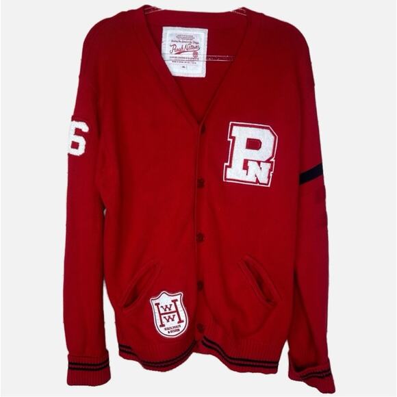 Parish Nation Vintage Style Letterman Sweater - RED - Picture 1 of 8